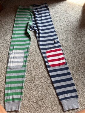 Hanna Andersson Striped Two-Tone Kids Pajama Bottoms - Green, Navy, Gray, Red